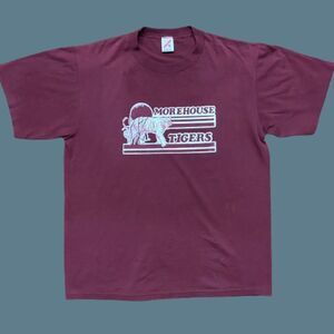 Jerzees Morehouse Tigers HBCU Maroon White T-Shirt Cotton Men's Size Extra Large